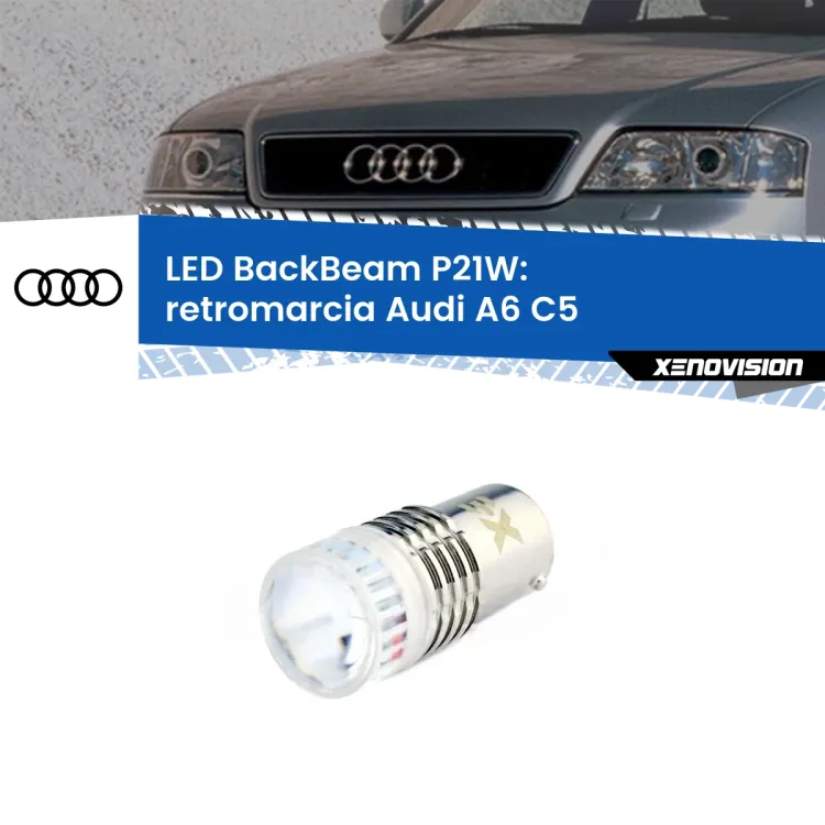 0 Retromarcia LED Audi A6 C5 1997 - 2004: P21W BackBeam <strong>Retromarcia LED per Audi A6</strong> C5 1997 - 2004. Lampada <strong>P21W</strong> canbus. Illumina a giorno con questo straordinario cannone LED a luminosità estrema.
