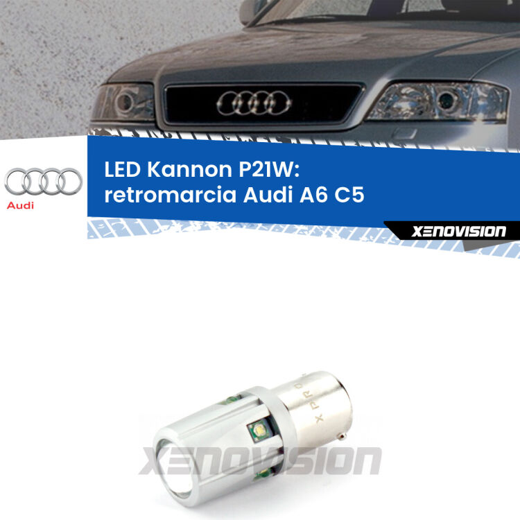 <strong>LED per Retromarcia Audi A6 C5 1997 - 2004.</strong>Lampadina P21W con una poderosa illuminazione frontale rafforzata da 5 potenti chip laterali.