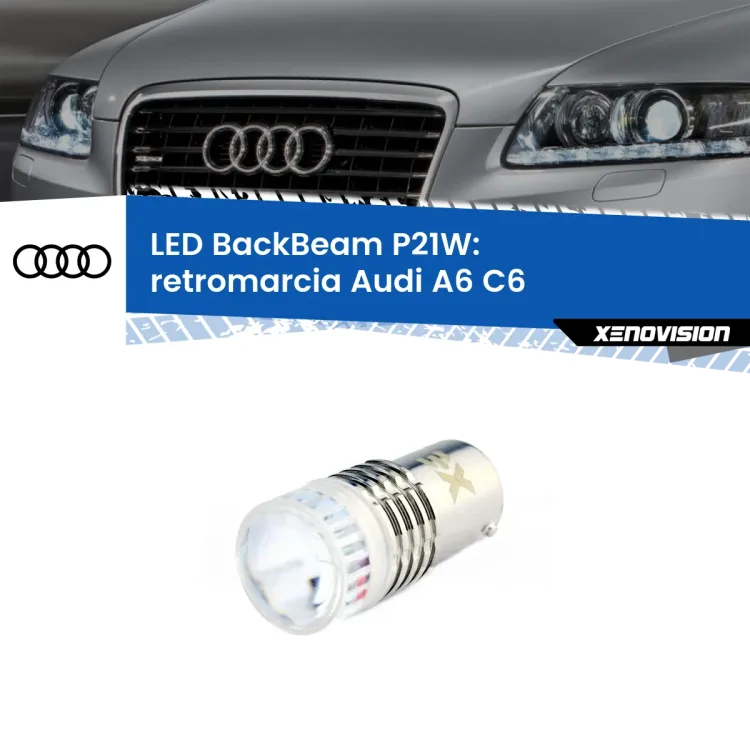 0 Retromarcia LED Audi A6 C6 2004 - 2008: P21W BackBeam <strong>Retromarcia LED per Audi A6</strong> C6 2004 - 2008. Lampada <strong>P21W</strong> canbus. Illumina a giorno con questo straordinario cannone LED a luminosità estrema.
