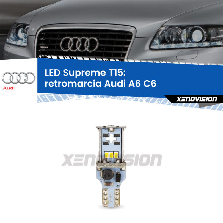 <strong>LED retromarcia per Audi A6</strong> C6 2009 - 2011. 15 Chip CREE 3535, sviluppa un'incredibile potenza. Qualità Massima. Oltre 6W reali di pura potenza.
