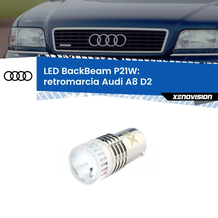 0 Retromarcia LED Audi A8 D2 1994 - 2002: P21W BackBeam <strong>Retromarcia LED per Audi A8</strong> D2 1994 - 2002. Lampada <strong>P21W</strong> canbus. Illumina a giorno con questo straordinario cannone LED a luminosità estrema.