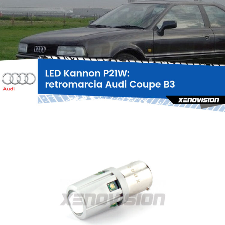 <strong>LED per Retromarcia Audi Coupe B3 1988 - 1996.</strong>Lampadina P21W con una poderosa illuminazione frontale rafforzata da 5 potenti chip laterali.