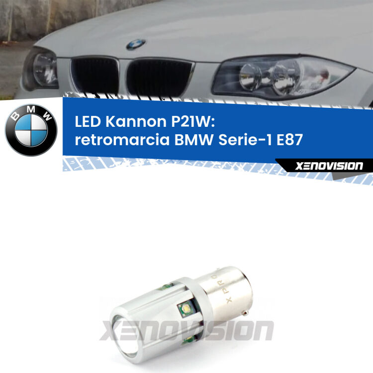 <strong>LED per Retromarcia BMW Serie-1 E87 2003 - 2006.</strong>Lampadina P21W con una poderosa illuminazione frontale rafforzata da 5 potenti chip laterali.