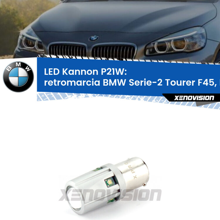 <strong>LED per Retromarcia BMW Serie-2 Tourer F45, F46 2014 - 2018.</strong>Lampadina P21W con una poderosa illuminazione frontale rafforzata da 5 potenti chip laterali.
