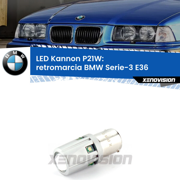 <strong>LED per Retromarcia BMW Serie-3 E36 1990 - 1998.</strong>Lampadina P21W con una poderosa illuminazione frontale rafforzata da 5 potenti chip laterali.