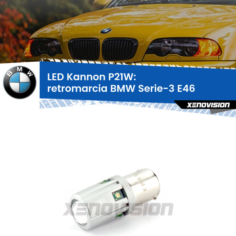 <strong>LED per Retromarcia BMW Serie-3 E46 1998 - 2005.</strong>Lampadina P21W con una poderosa illuminazione frontale rafforzata da 5 potenti chip laterali.