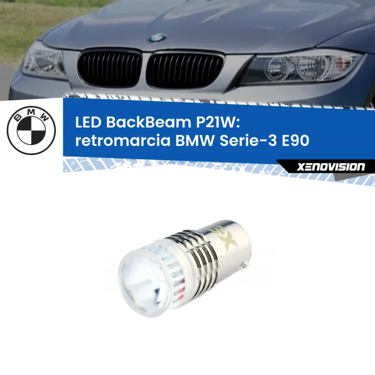 0 Retromarcia LED BMW Serie-3 E90 in poi: P21W BackBeam <strong>Retromarcia LED per BMW Serie-3</strong> E90 in poi. Lampada <strong>P21W</strong> canbus. Illumina a giorno con questo straordinario cannone LED a luminosità estrema.