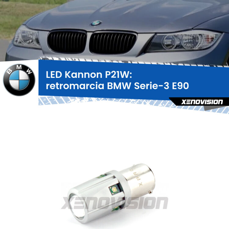 <strong>LED per Retromarcia BMW Serie-3 E90 in poi.</strong>Lampadina P21W con una poderosa illuminazione frontale rafforzata da 5 potenti chip laterali.