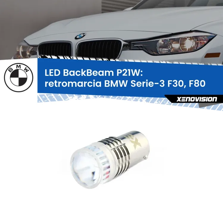 0 Retromarcia LED BMW Serie-3 F30, F80 2012 - 2014: P21W BackBeam <strong>Retromarcia LED per BMW Serie-3</strong> F30, F80 2012 - 2014. Lampada <strong>P21W</strong> canbus. Illumina a giorno con questo straordinario cannone LED a luminosità estrema.
