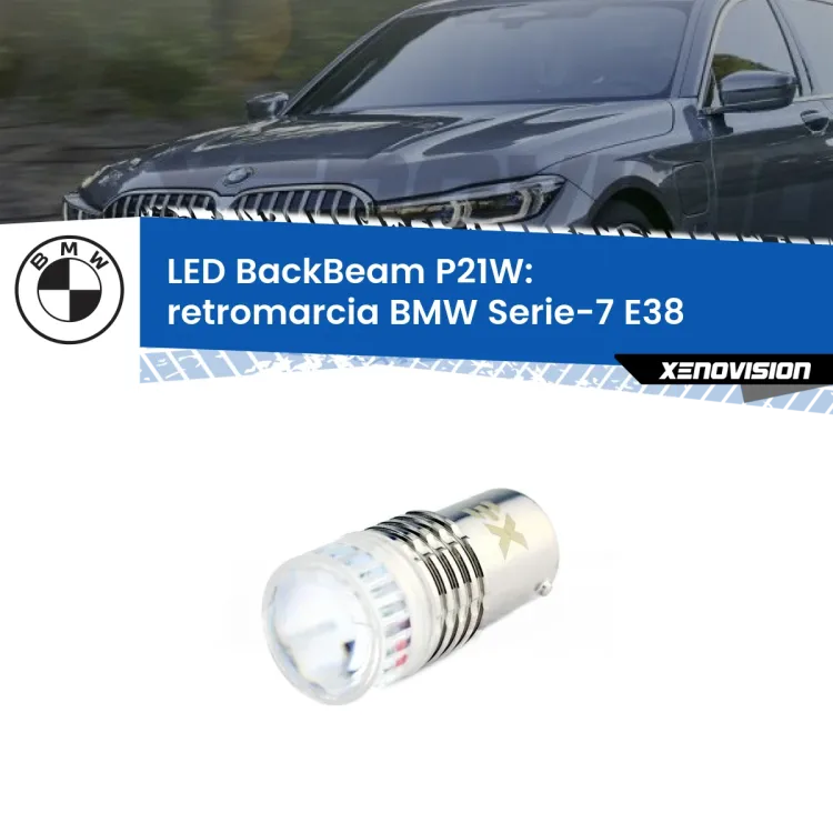 0 Retromarcia LED BMW Serie-7 E38 1994 - 2001: P21W BackBeam <strong>Retromarcia LED per BMW Serie-7</strong> E38 1994 - 2001. Lampada <strong>P21W</strong> canbus. Illumina a giorno con questo straordinario cannone LED a luminosità estrema.