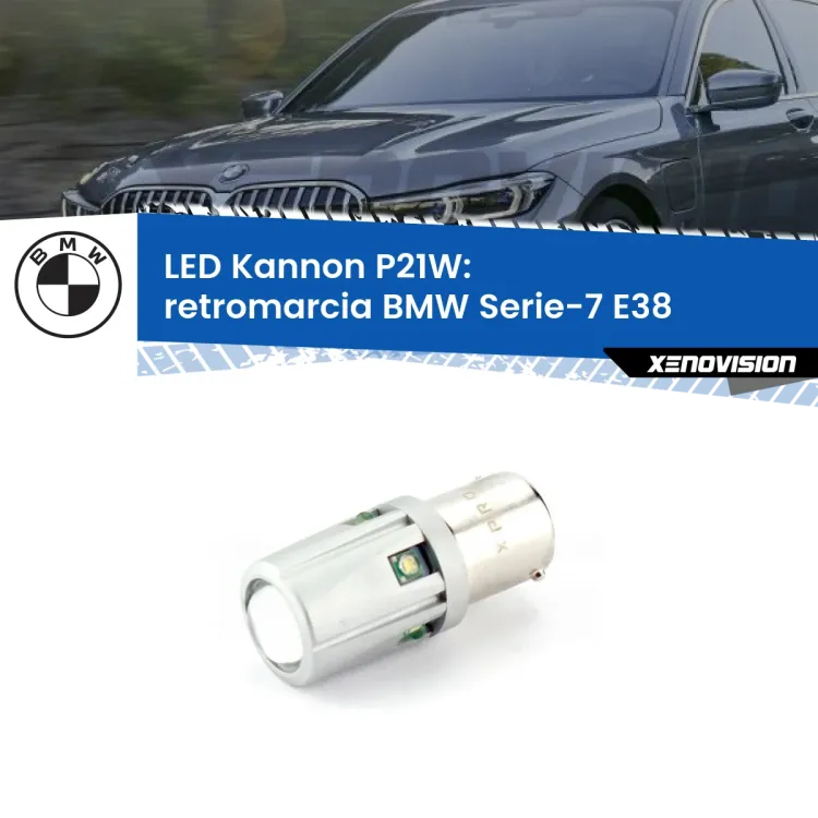 0 Retromarcia LED BMW Serie-7 E38 1994 - 2001: P21W Kannon <strong>LED per Retromarcia BMW Serie-7 E38 1994 - 2001.</strong>Lampadina P21W con una poderosa illuminazione frontale rafforzata da 5 potenti chip laterali.