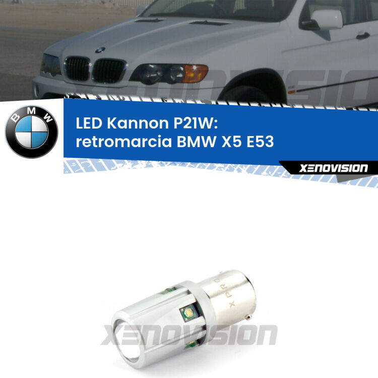 <strong>LED per Retromarcia BMW X5 E53 1999 - 2005.</strong>Lampadina P21W con una poderosa illuminazione frontale rafforzata da 5 potenti chip laterali.