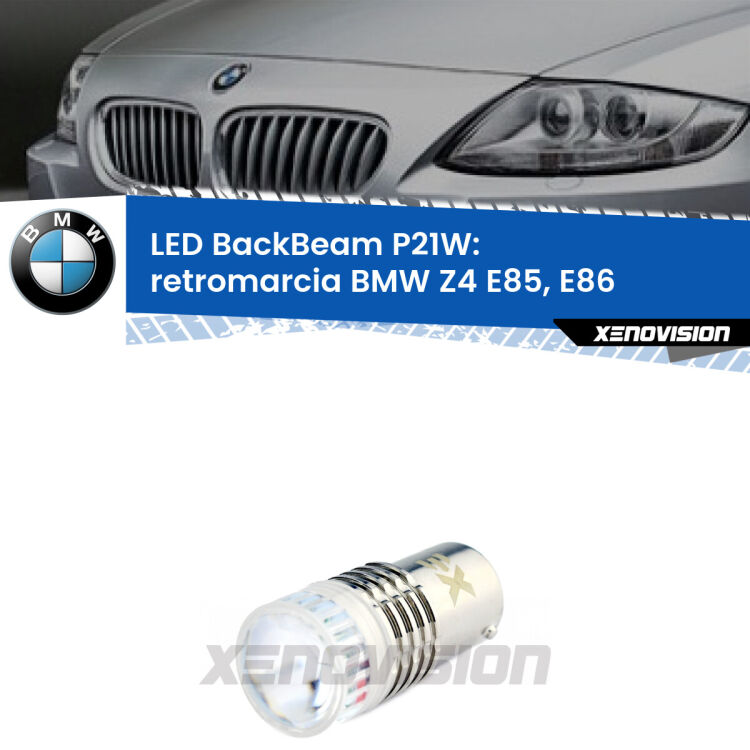 <strong>Retromarcia LED per BMW Z4</strong> E85, E86 2003 - 2008. Lampada <strong>P21W</strong> canbus. Illumina a giorno con questo straordinario cannone LED a luminosità estrema.