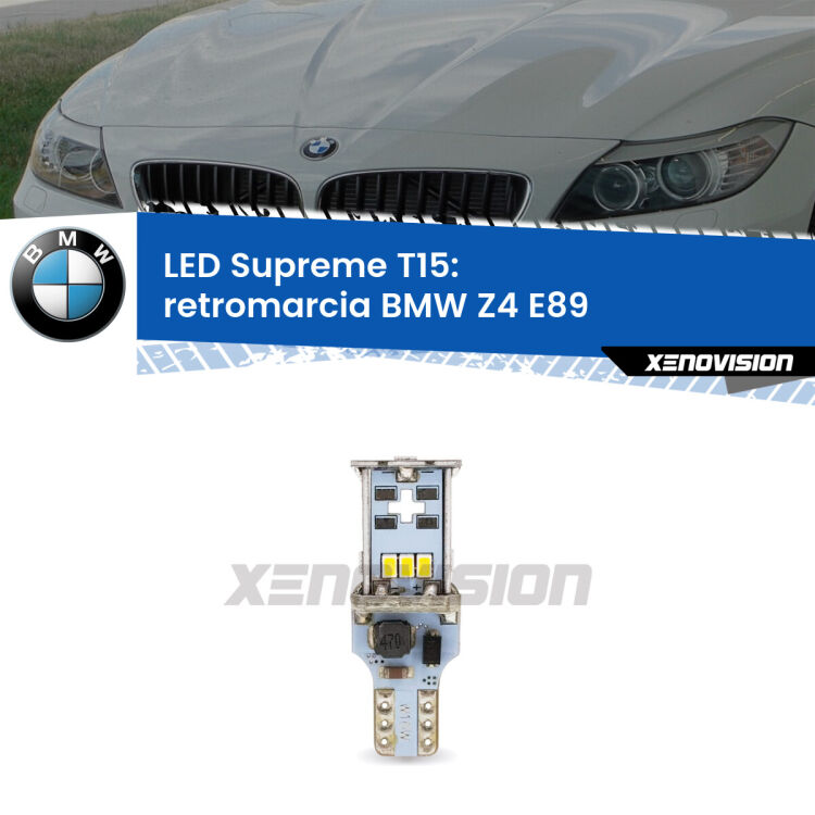 <strong>LED retromarcia per BMW Z4</strong> E89 2009 - 2016. 15 Chip CREE 3535, sviluppa un'incredibile potenza. Qualità Massima. Oltre 6W reali di pura potenza.