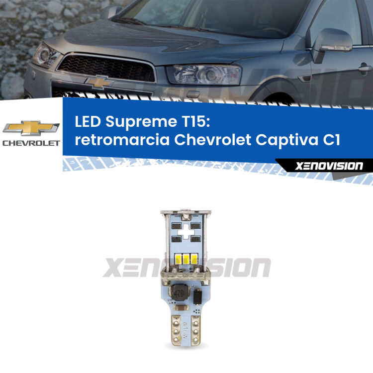 <strong>LED retromarcia per Chevrolet Captiva</strong> C1 2006 - 2018. 15 Chip CREE 3535, sviluppa un'incredibile potenza. Qualità Massima. Oltre 6W reali di pura potenza.