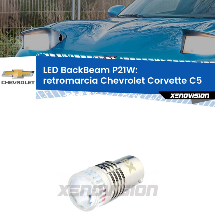 <strong>Retromarcia LED per Chevrolet Corvette</strong> C5 1997 - 2004. Lampada <strong>P21W</strong> canbus. Illumina a giorno con questo straordinario cannone LED a luminosità estrema.
