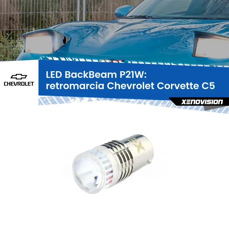 0 Retromarcia LED Chevrolet Corvette C5 1997 - 2004: P21W BackBeam <strong>Retromarcia LED per Chevrolet Corvette</strong> C5 1997 - 2004. Lampada <strong>P21W</strong> canbus. Illumina a giorno con questo straordinario cannone LED a luminosità estrema.