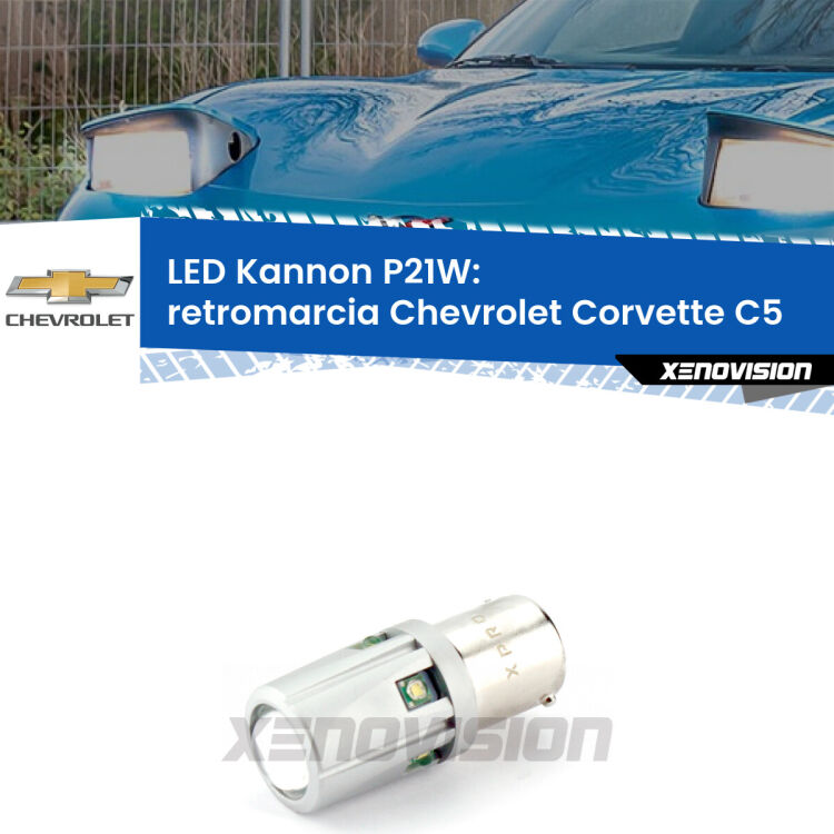 <strong>LED per Retromarcia Chevrolet Corvette C5 1997 - 2004.</strong>Lampadina P21W con una poderosa illuminazione frontale rafforzata da 5 potenti chip laterali.