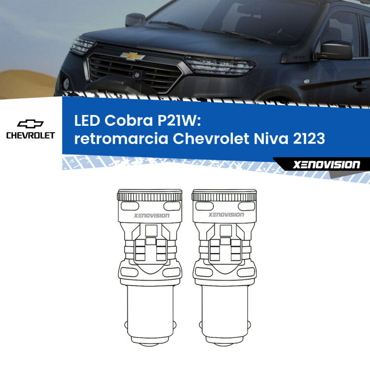 0 Retromarcia LED Chevrolet Niva 2123 2002 - 2009: P21W Cobra <strong>Retromarcia LED no-spie per Chevrolet Niva</strong> 2123 2002 - 2009. Coppia lampade <strong>P21W</strong> modello Cobra super-canbus, raffreddate a ventola.