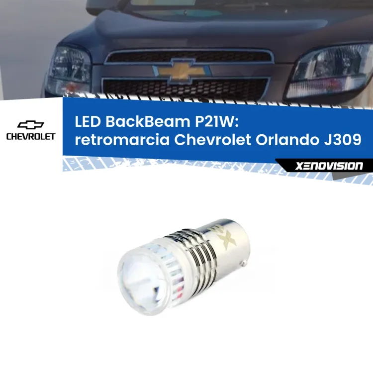 0 Retromarcia LED Chevrolet Orlando J309 2011 - 2019: P21W BackBeam <strong>Retromarcia LED per Chevrolet Orlando</strong> J309 2011 - 2019. Lampada <strong>P21W</strong> canbus. Illumina a giorno con questo straordinario cannone LED a luminosità estrema.