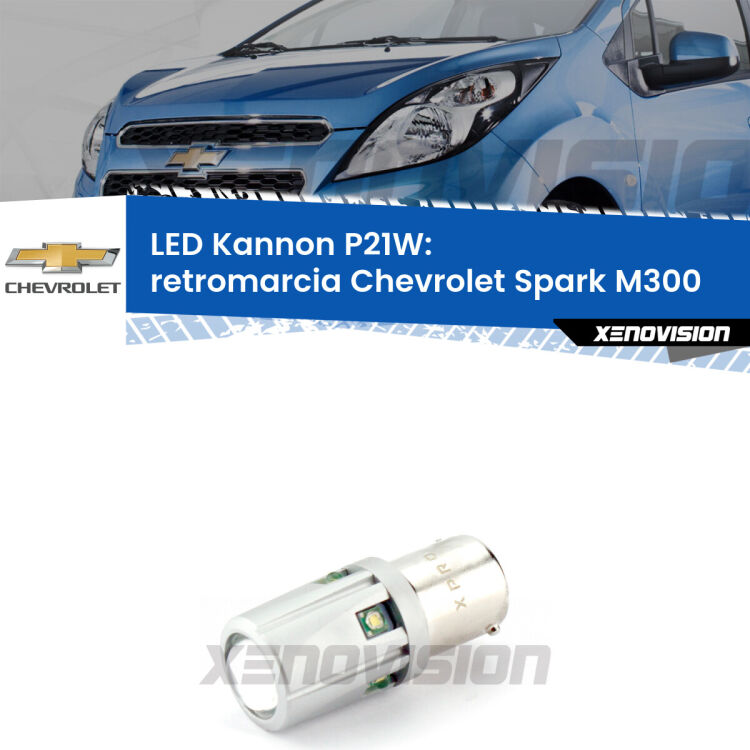 <strong>LED per Retromarcia Chevrolet Spark M300 2009 - 2016.</strong>Lampadina P21W con una poderosa illuminazione frontale rafforzata da 5 potenti chip laterali.