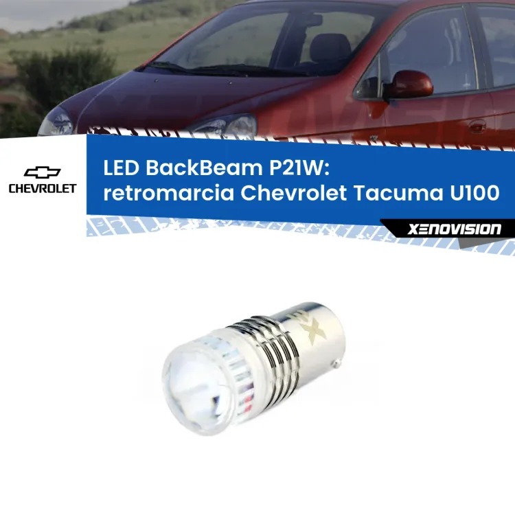 0 Retromarcia LED Chevrolet Tacuma U100 2005 - 2008: P21W BackBeam <strong>Retromarcia LED per Chevrolet Tacuma</strong> U100 2005 - 2008. Lampada <strong>P21W</strong> canbus. Illumina a giorno con questo straordinario cannone LED a luminosità estrema.