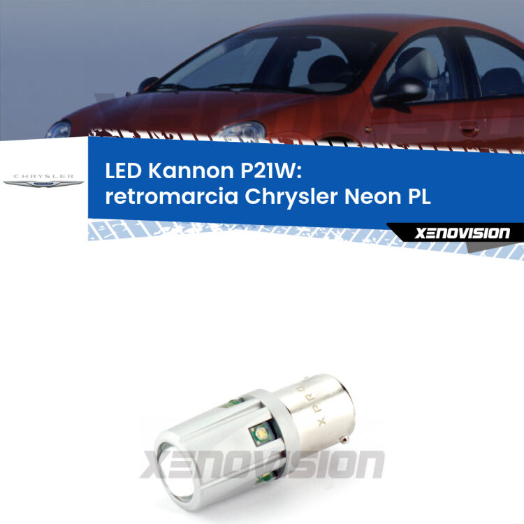 <strong>LED per Retromarcia Chrysler Neon PL 1994 - 1999.</strong>Lampadina P21W con una poderosa illuminazione frontale rafforzata da 5 potenti chip laterali.