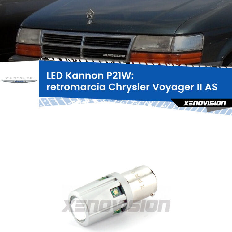 <strong>LED per Retromarcia Chrysler Voyager II AS 1990 - 1995.</strong>Lampadina P21W con una poderosa illuminazione frontale rafforzata da 5 potenti chip laterali.