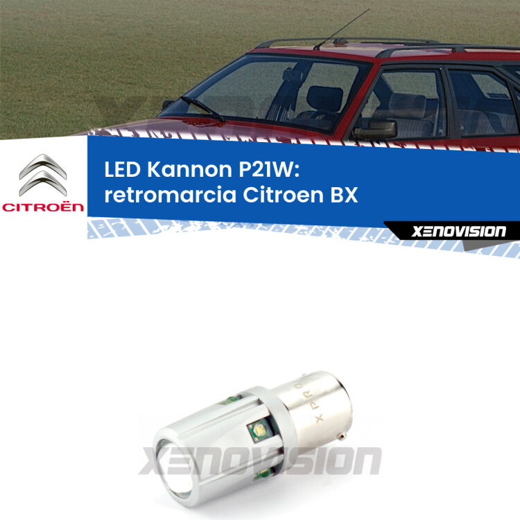 <strong>LED per Retromarcia Citroen BX  1982 - 1993.</strong>Lampadina P21W con una poderosa illuminazione frontale rafforzata da 5 potenti chip laterali.