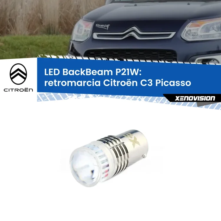 0 Retromarcia LED Citroën C3 Picasso 2009 - 2016: P21W BackBeam <strong>Retromarcia LED per Citroën C3 Picasso</strong> 2009 - 2016. Lampada <strong>P21W</strong> canbus. Illumina a giorno con questo straordinario cannone LED a luminosità estrema.