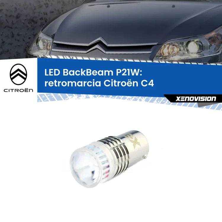 0 Retromarcia LED Citroën C4 2004 - 2011: P21W BackBeam <strong>Retromarcia LED per Citroën C4</strong> 2004 - 2011. Lampada <strong>P21W</strong> canbus. Illumina a giorno con questo straordinario cannone LED a luminosità estrema.