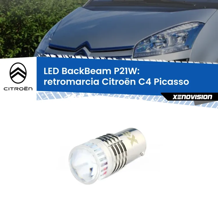 0 Retromarcia LED Citroën C4 Picasso  2006 - 2013: P21W BackBeam <strong>Retromarcia LED per Citroën C4 Picasso</strong>  2006 - 2013. Lampada <strong>P21W</strong> canbus. Illumina a giorno con questo straordinario cannone LED a luminosità estrema.