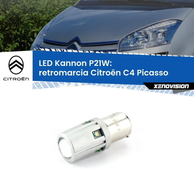 0 Retromarcia LED Citroën C4 Picasso  2006 - 2013: P21W Kannon <strong>LED per Retromarcia Citroën C4 Picasso  2006 - 2013.</strong>Lampadina P21W con una poderosa illuminazione frontale rafforzata da 5 potenti chip laterali.
