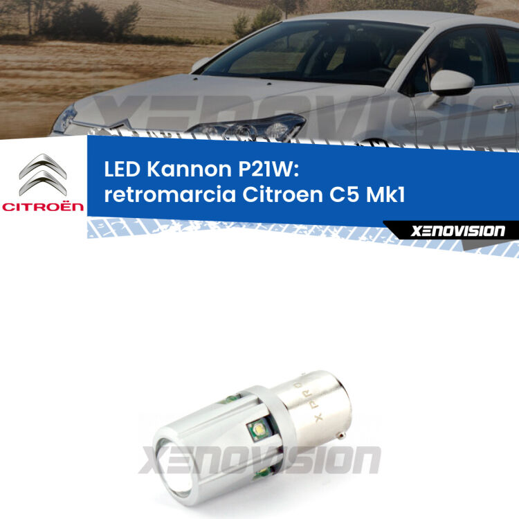 <strong>LED per Retromarcia Citroen C5 Mk1 2001 - 2004.</strong>Lampadina P21W con una poderosa illuminazione frontale rafforzata da 5 potenti chip laterali.