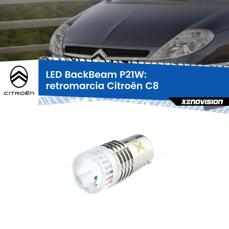 0 Retromarcia LED Citroën C8  2002 - 2010: P21W BackBeam <strong>Retromarcia LED per Citroën C8</strong>  2002 - 2010. Lampada <strong>P21W</strong> canbus. Illumina a giorno con questo straordinario cannone LED a luminosità estrema.