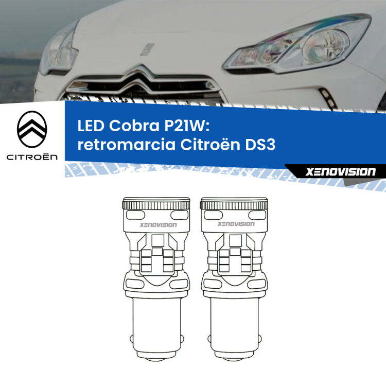 0 Retromarcia LED Citroën DS3 in poi: P21W Cobra <strong>Retromarcia LED no-spie per Citroën DS3</strong> in poi. Coppia lampade <strong>P21W</strong> modello Cobra super-canbus, raffreddate a ventola.