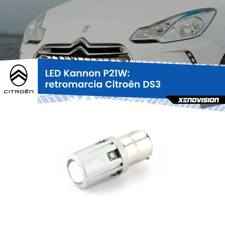 0 Retromarcia LED Citroën DS3 in poi: P21W Kannon <strong>LED per Retromarcia Citroën DS3 in poi.</strong>Lampadina P21W con una poderosa illuminazione frontale rafforzata da 5 potenti chip laterali.