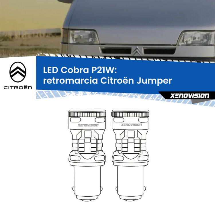 0 Retromarcia LED Citroën Jumper  1994 - 2002: P21W Cobra <strong>Retromarcia LED no-spie per Citroën Jumper</strong>  1994 - 2002. Coppia lampade <strong>P21W</strong> modello Cobra super-canbus, raffreddate a ventola.