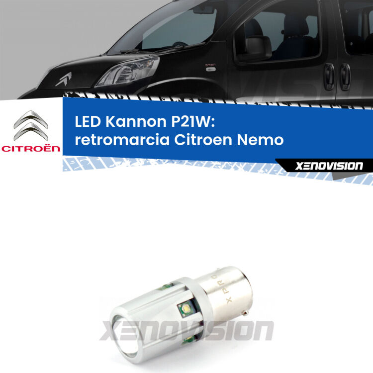 <strong>LED per Retromarcia Citroen Nemo  2008 in poi.</strong>Lampadina P21W con una poderosa illuminazione frontale rafforzata da 5 potenti chip laterali.