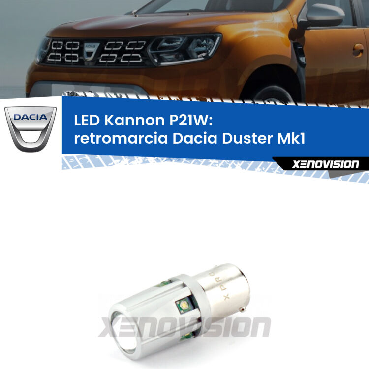 <strong>LED per Retromarcia Dacia Duster Mk1 2010 - 2016.</strong>Lampadina P21W con una poderosa illuminazione frontale rafforzata da 5 potenti chip laterali.