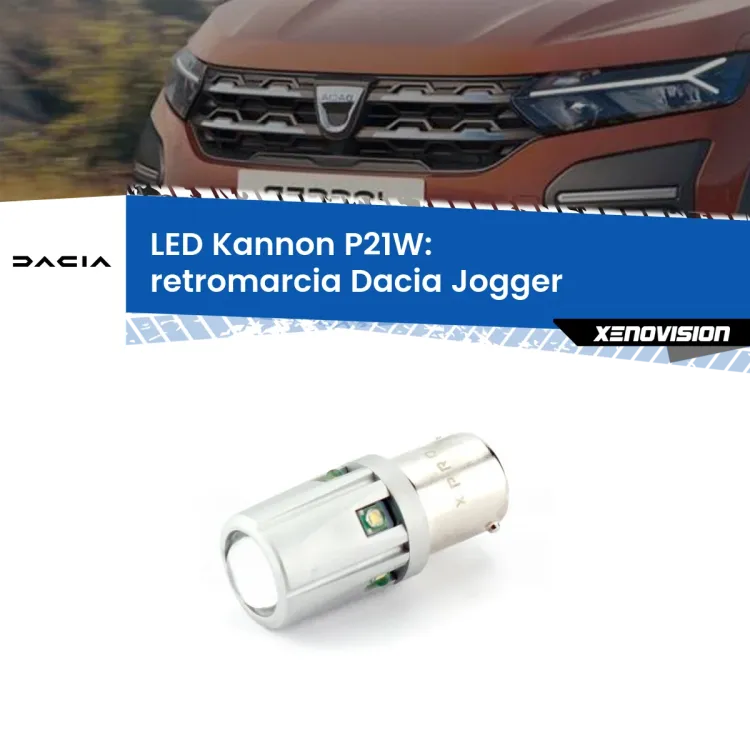 0 Retromarcia LED Dacia Jogger 2021 in poi: P21W Kannon <strong>LED per Retromarcia Dacia Jogger 2021 in poi.</strong>Lampadina P21W con una poderosa illuminazione frontale rafforzata da 5 potenti chip laterali.