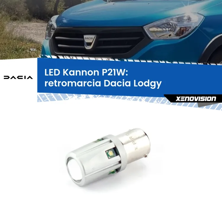 0 Retromarcia LED Dacia Lodgy 2012 in poi: P21W Kannon <strong>LED per Retromarcia Dacia Lodgy 2012 in poi.</strong>Lampadina P21W con una poderosa illuminazione frontale rafforzata da 5 potenti chip laterali.