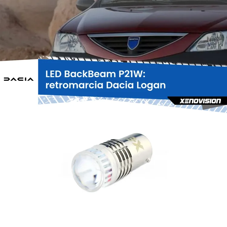 0 Retromarcia LED Dacia Logan  2004 - 2011: P21W BackBeam <strong>Retromarcia LED per Dacia Logan</strong>  2004 - 2011. Lampada <strong>P21W</strong> canbus. Illumina a giorno con questo straordinario cannone LED a luminosità estrema.