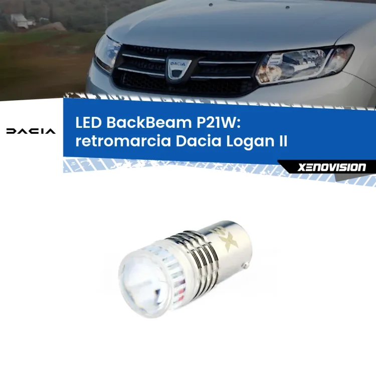 0 Retromarcia LED Dacia Logan II 2012 in poi: P21W BackBeam <strong>Retromarcia LED per Dacia Logan</strong> II 2012 in poi. Lampada <strong>P21W</strong> canbus. Illumina a giorno con questo straordinario cannone LED a luminosità estrema.