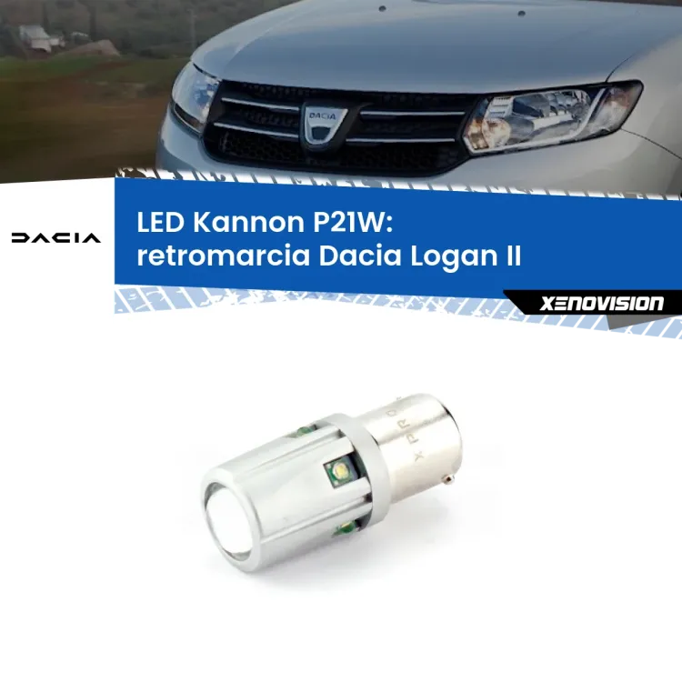 0 Retromarcia LED Dacia Logan II 2012 in poi: P21W Kannon <strong>LED per Retromarcia Dacia Logan II 2012 in poi.</strong>Lampadina P21W con una poderosa illuminazione frontale rafforzata da 5 potenti chip laterali.