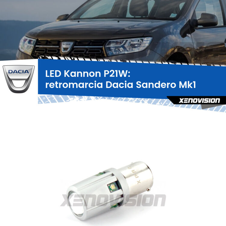 <strong>LED per Retromarcia Dacia Sandero Mk1 2008 - 2012.</strong>Lampadina P21W con una poderosa illuminazione frontale rafforzata da 5 potenti chip laterali.