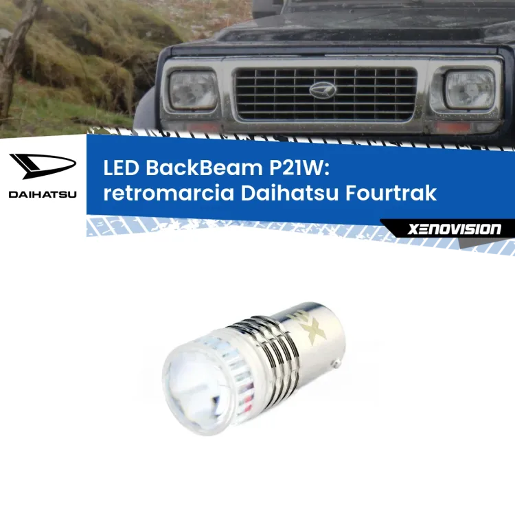 0 Retromarcia LED Daihatsu Fourtrak 1985 - 1998: P21W BackBeam <strong>Retromarcia LED per Daihatsu Fourtrak</strong> 1985 - 1998. Lampada <strong>P21W</strong> canbus. Illumina a giorno con questo straordinario cannone LED a luminosità estrema.