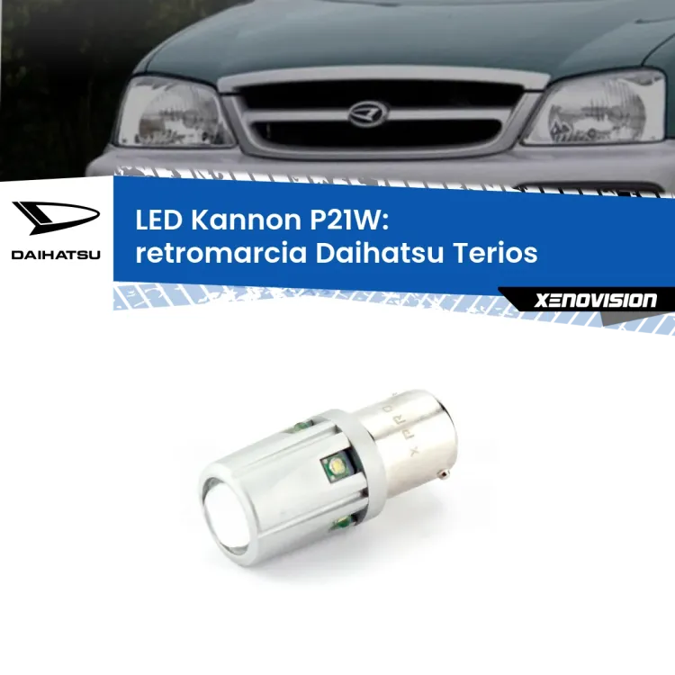 0 Retromarcia LED Daihatsu Terios 1997 - 2005: P21W Kannon <strong>LED per Retromarcia Daihatsu Terios 1997 - 2005.</strong>Lampadina P21W con una poderosa illuminazione frontale rafforzata da 5 potenti chip laterali.