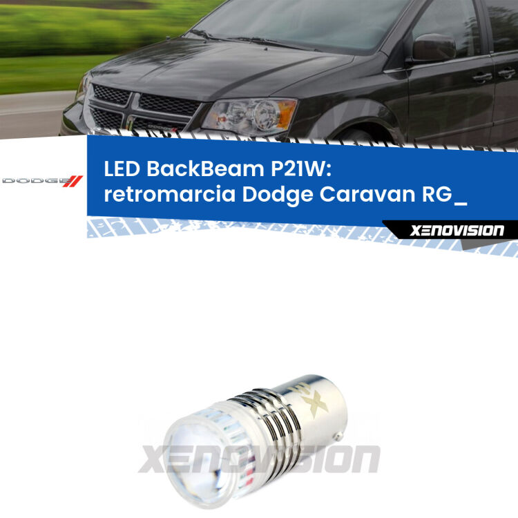 <strong>Retromarcia LED per Dodge Caravan</strong> RG_ 2000 - 2007. Lampada <strong>P21W</strong> canbus. Illumina a giorno con questo straordinario cannone LED a luminosità estrema.