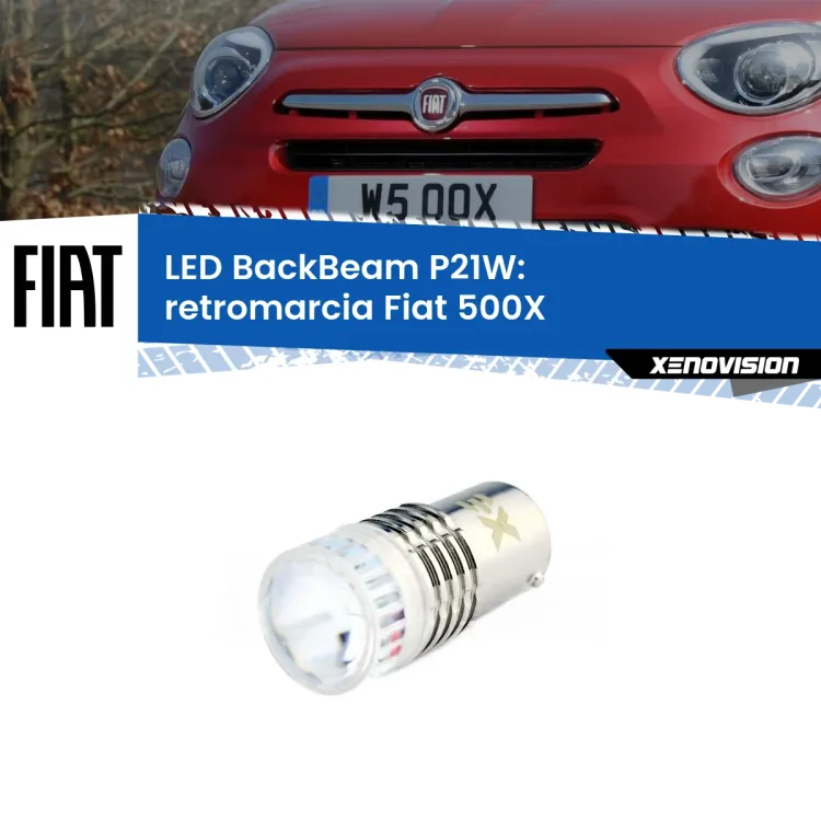 Retromarcia LED Fiat 500X  2014 in poi: P21W BackBeam <strong>Retromarcia LED per Fiat 500X</strong>  2014 in poi. Lampada <strong>P21W</strong> canbus. Illumina a giorno con questo straordinario cannone LED a luminosità estrema.